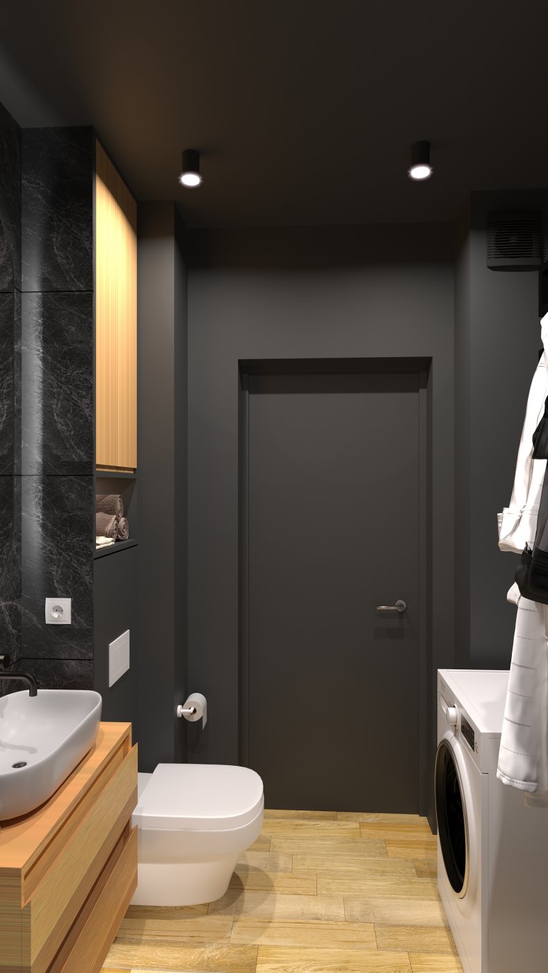 Дизайн ванной комнаты в тёмных тонах