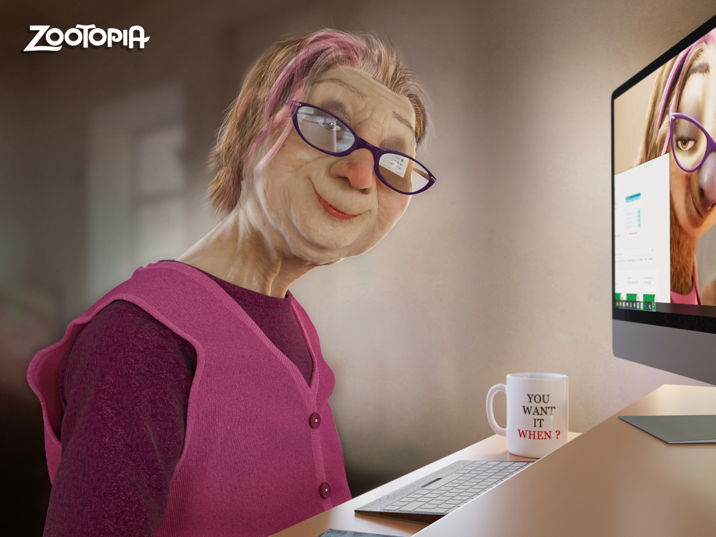 3D Model of a Granny Inspired by Zootopia's Sloth