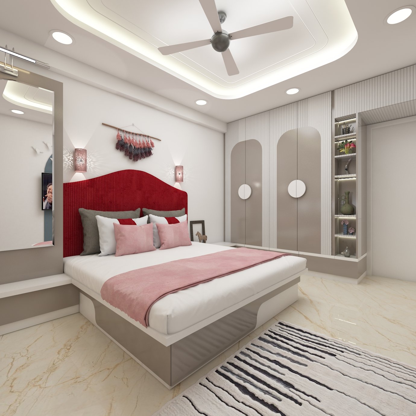 Indian bedroom interior design.