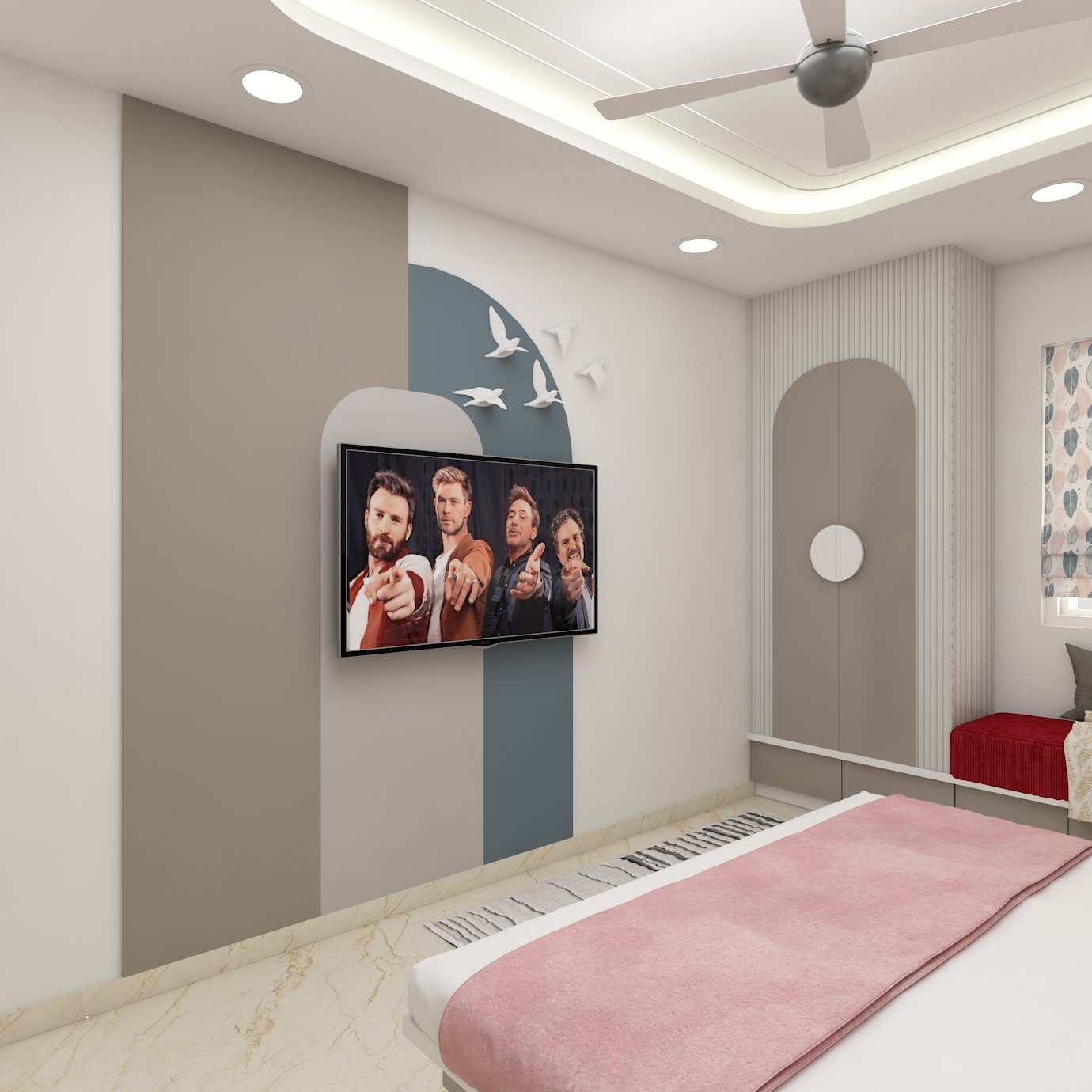 Indian bedroom interior design.