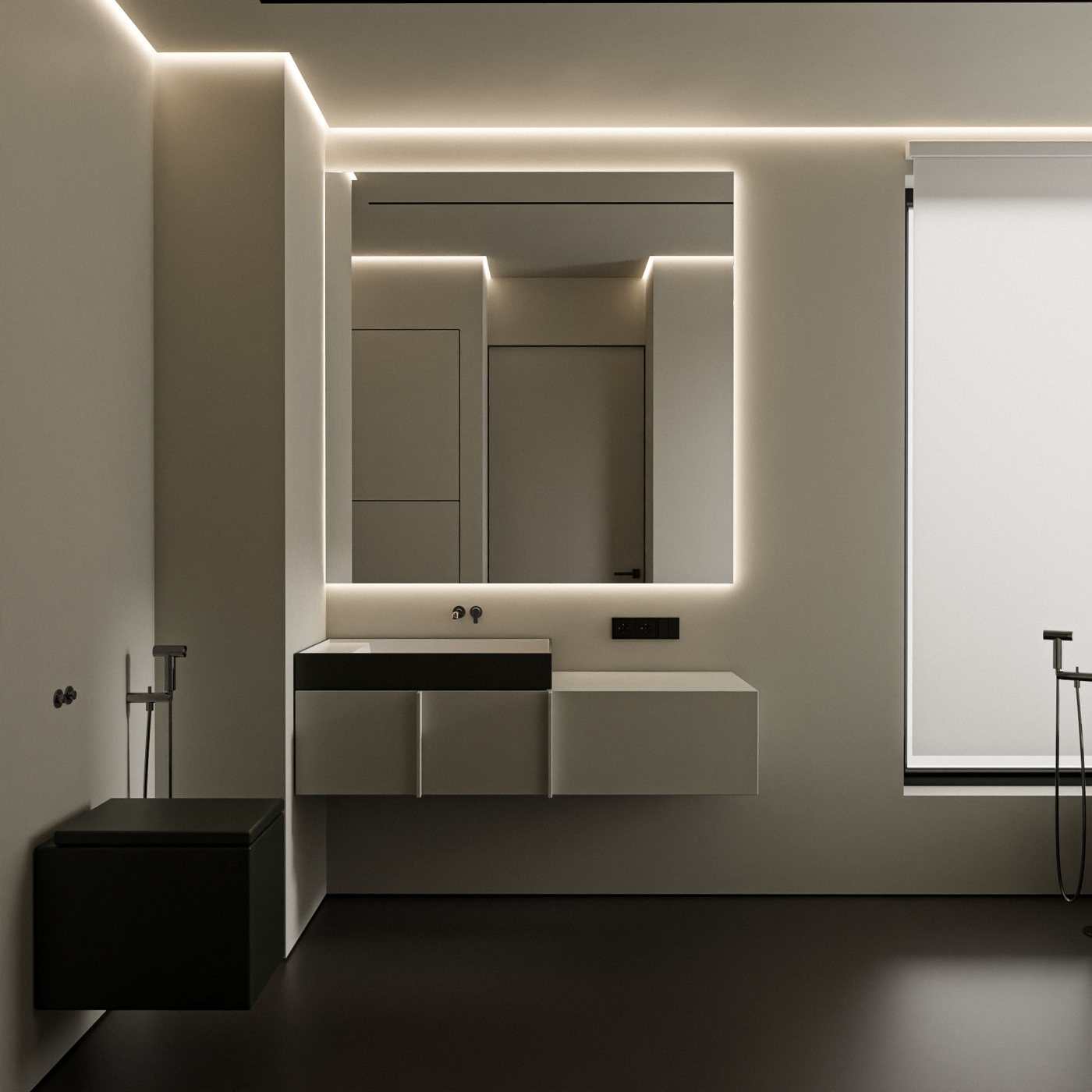 Creative bathroom interior.