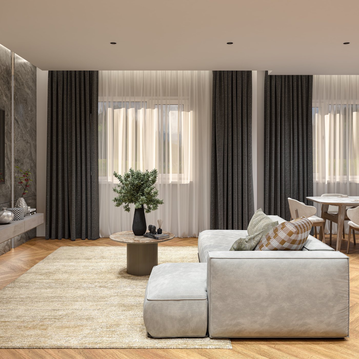 Living room | Kitchen Interior design&visualiation