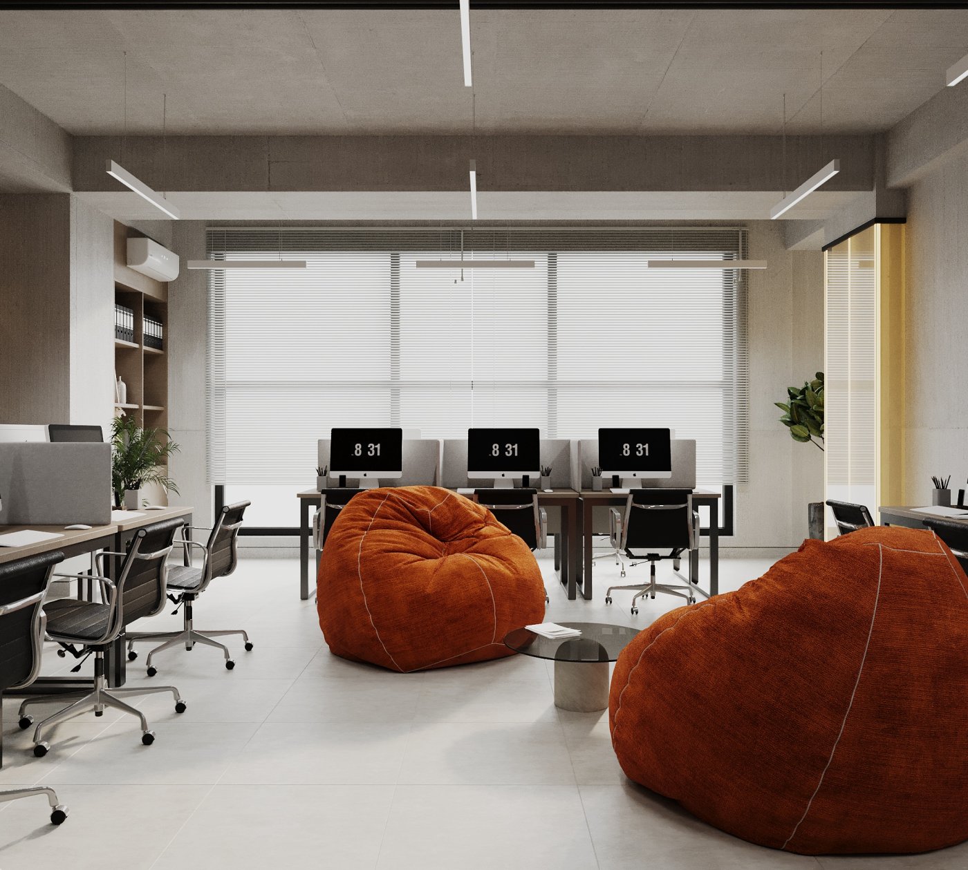 Office design in loft style.