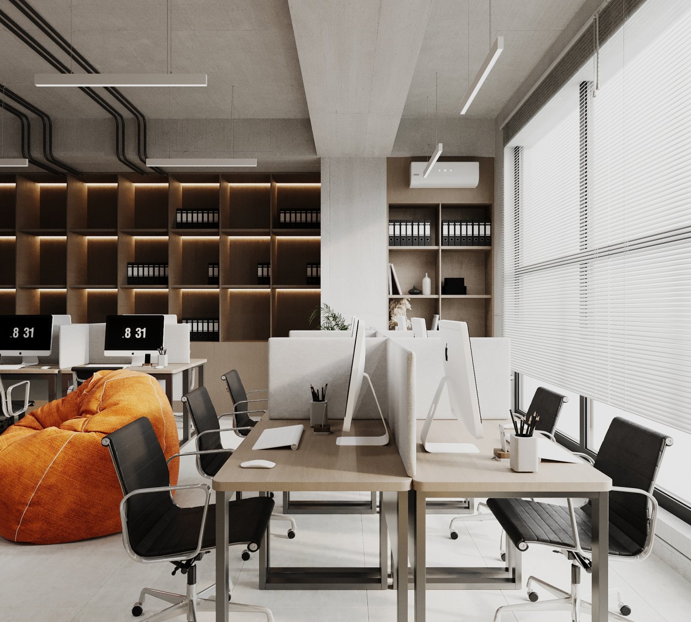 Office design in loft style.