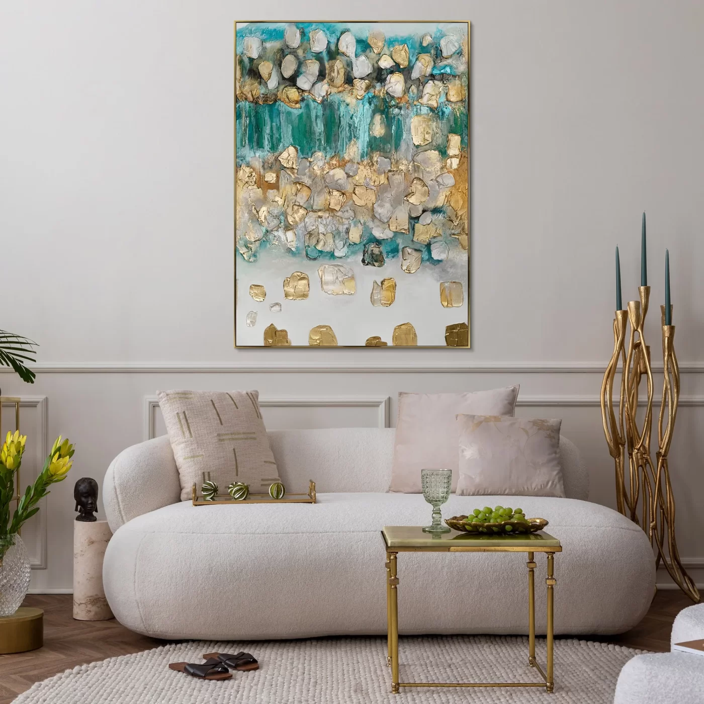 How to hang wall paintings in a house without frames