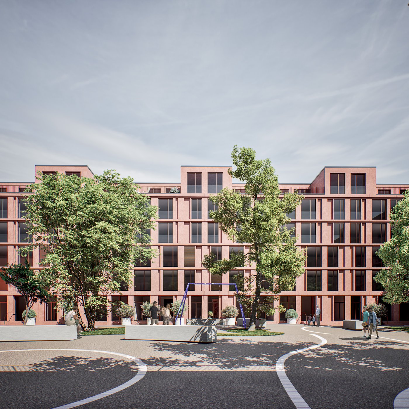 Red concrete housing