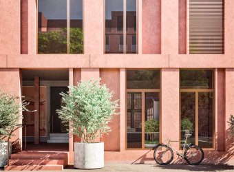 Red concrete housing