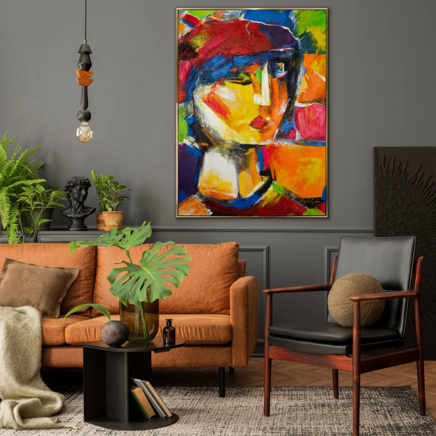 Bold colors, bold statements: the role of abstract portraits in modern interiors