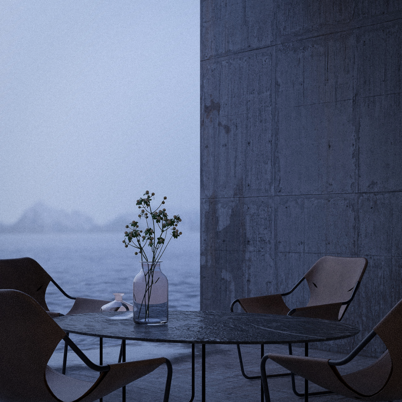 Interior render - Outside rain