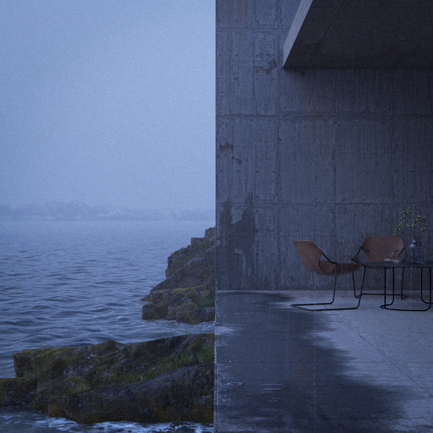Interior render - Outside rain