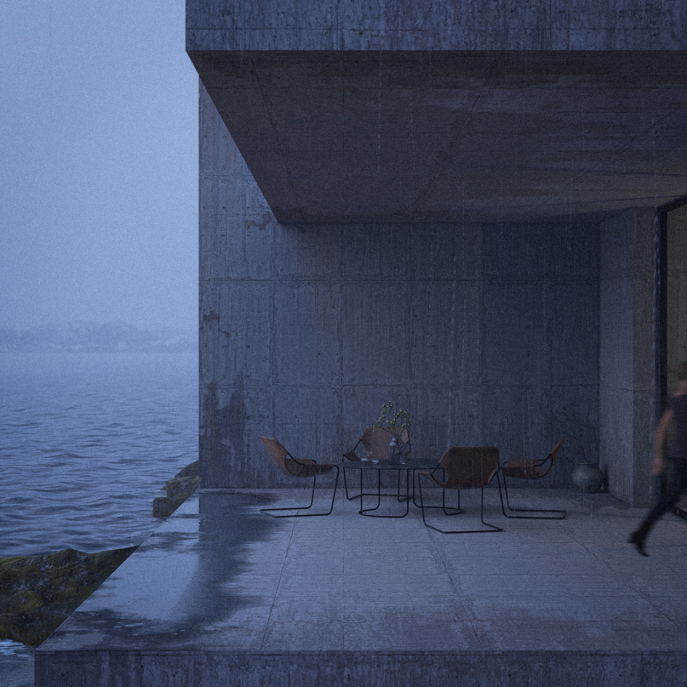 Interior render - Outside rain