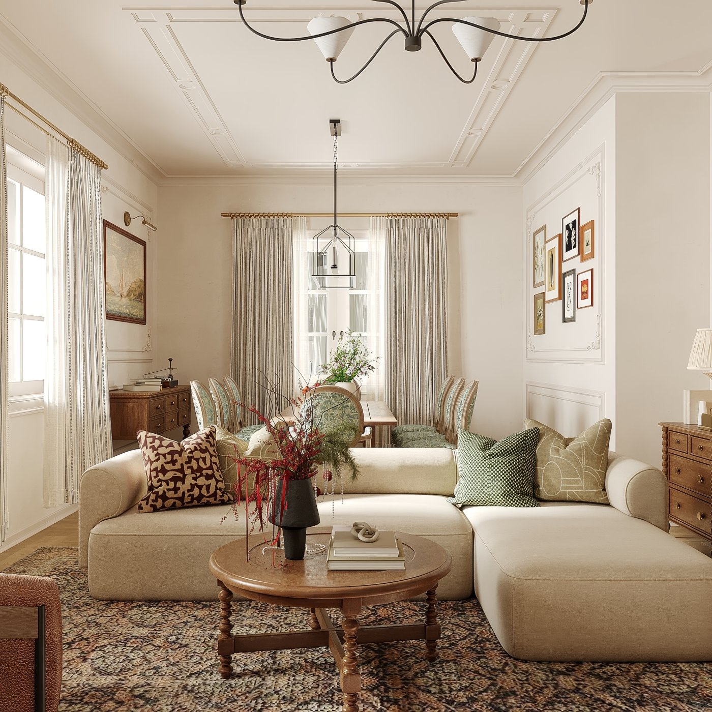 Classic Elegance Living & Dining Space