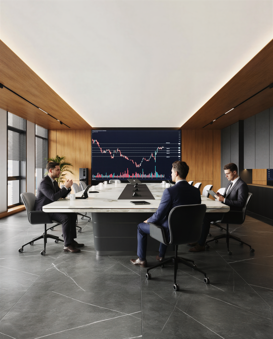 Visualization of a meeting room for a private company in the city center