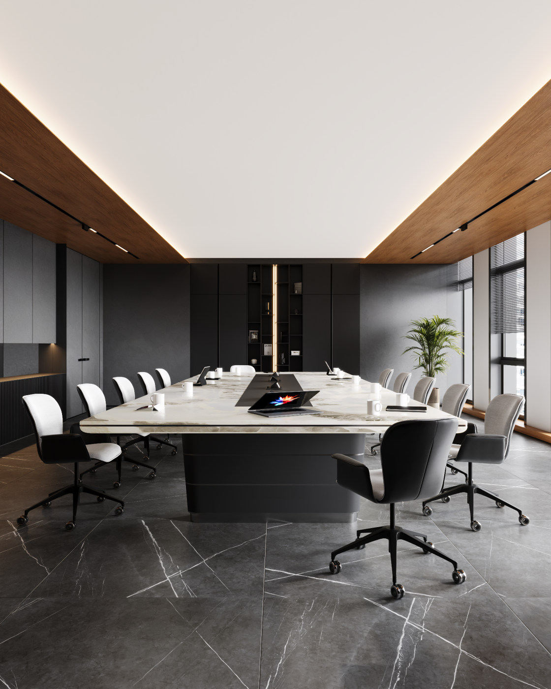 Visualization of a meeting room for a private company in the city center