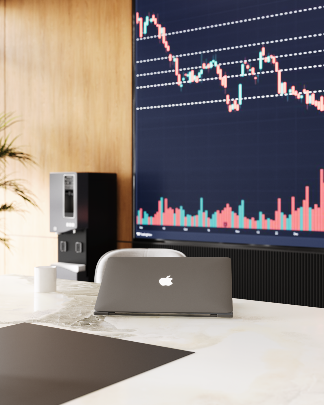 Visualization of a meeting room for a private company in the city center