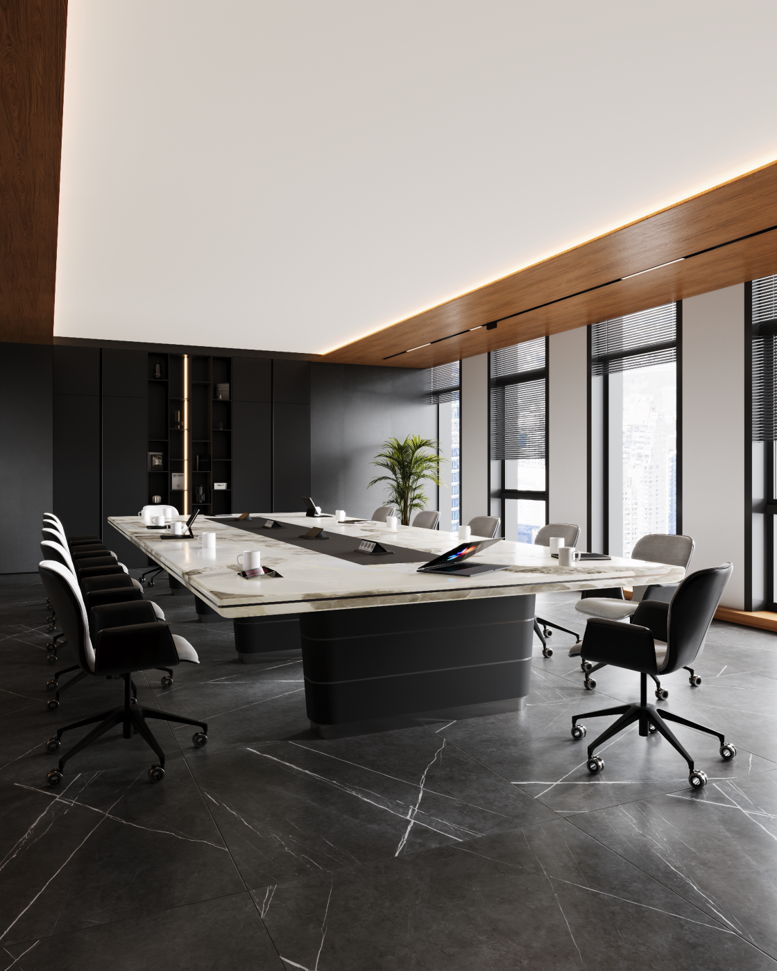 Visualization of a meeting room for a private company in the city center