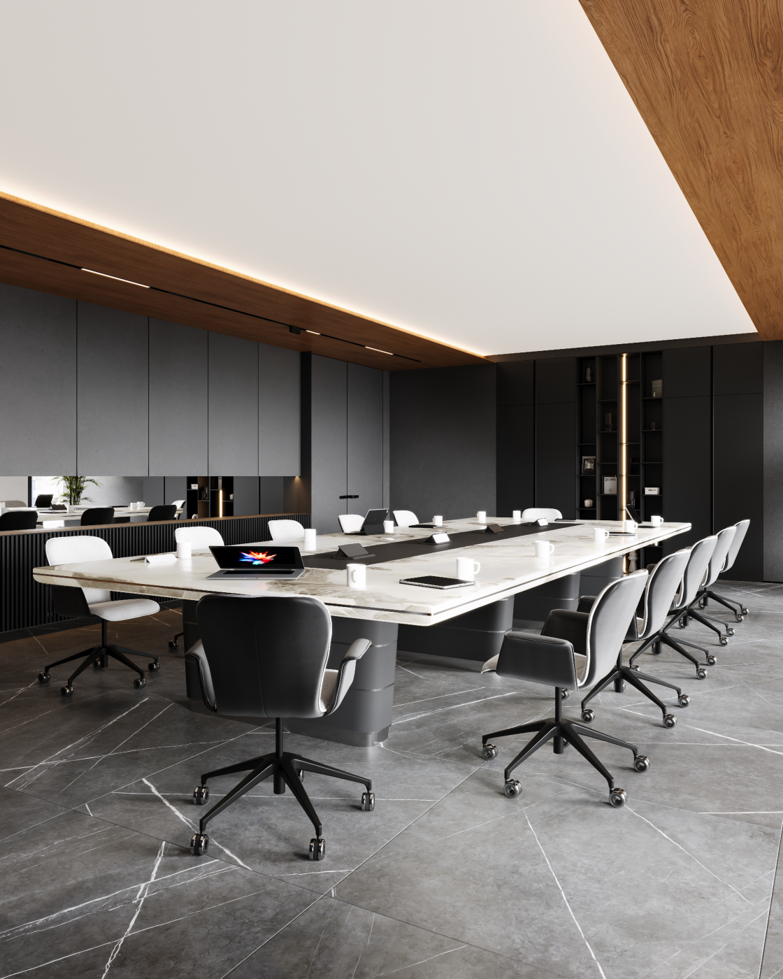 Visualization of a meeting room for a private company in the city center