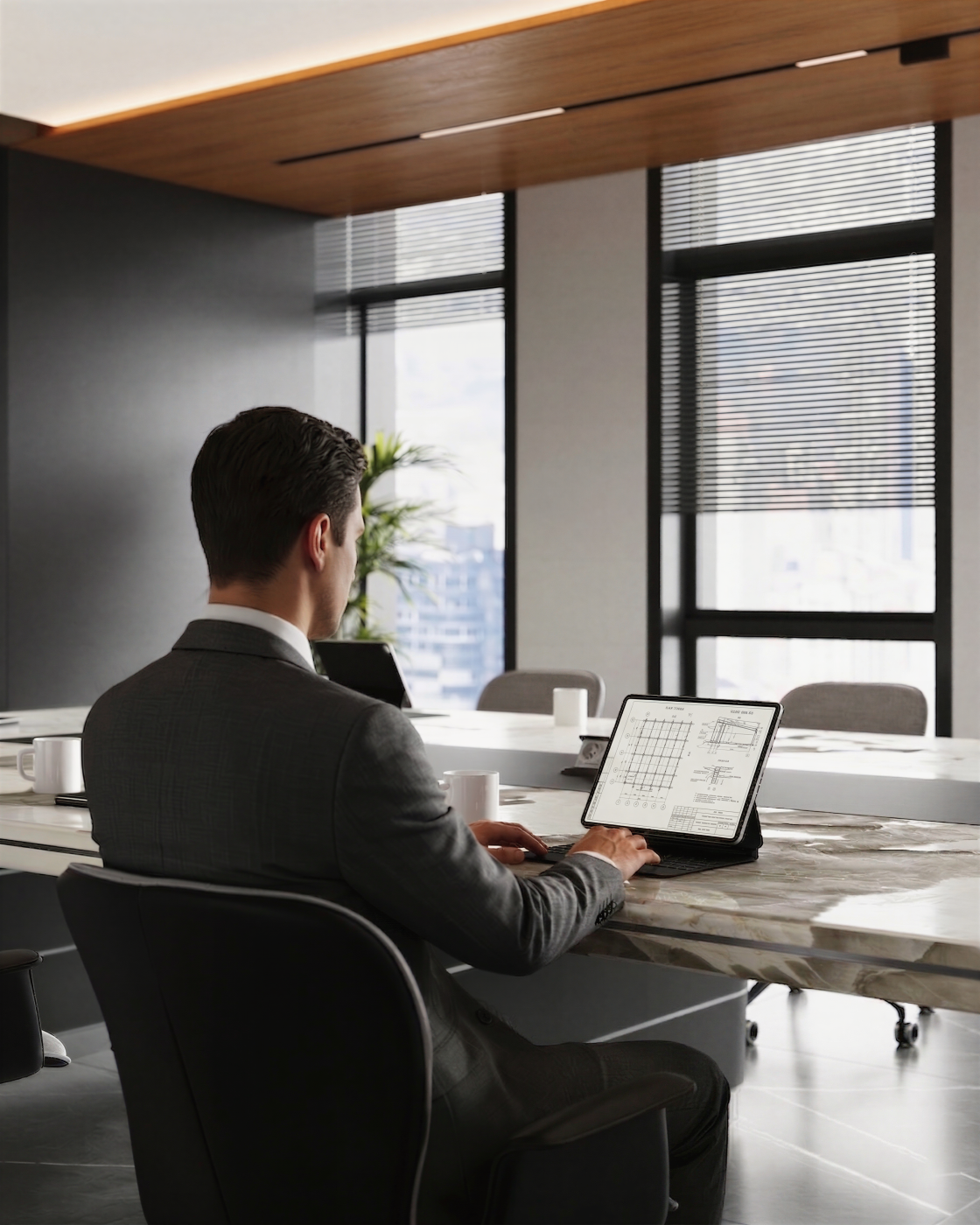 Visualization of a meeting room for a private company in the city center