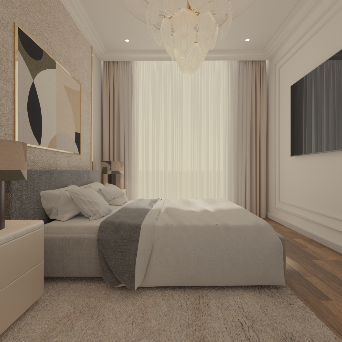 Modern Bedroom Interior 3D Scene