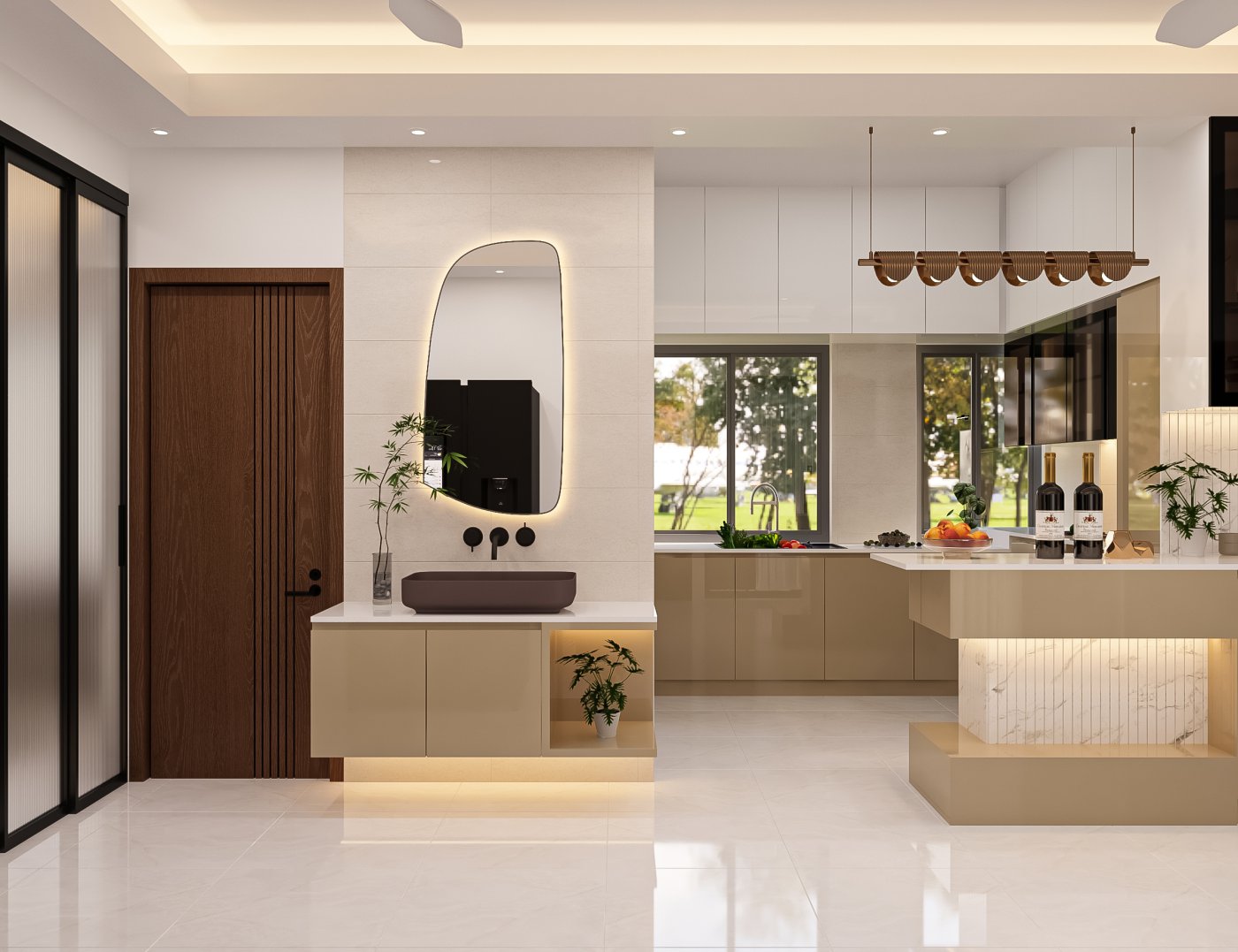 wet kitchen with dining